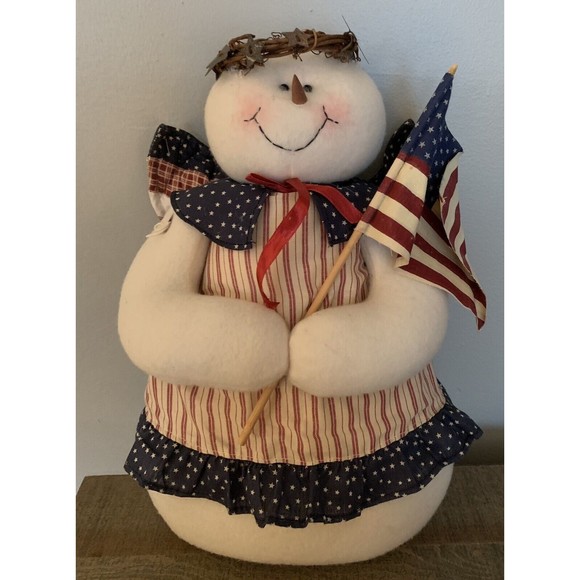 Snow Angel Plush Halo Wings US Flag Patriotic Red White Blue Terry’s Village 14" - Picture 1 of 12